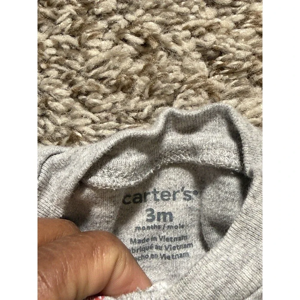 Carter’s Baby Boy Fire Truck Footed Sleeper Pajamas Gray 3M Zip-Up